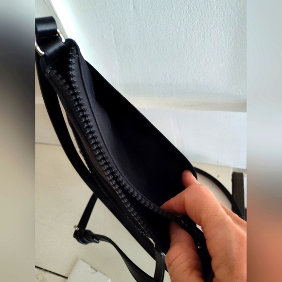 Marc Jacobs North South Messenger Crossbody Bag | Black Nylon With Leather Trim - Picture 7 of 10